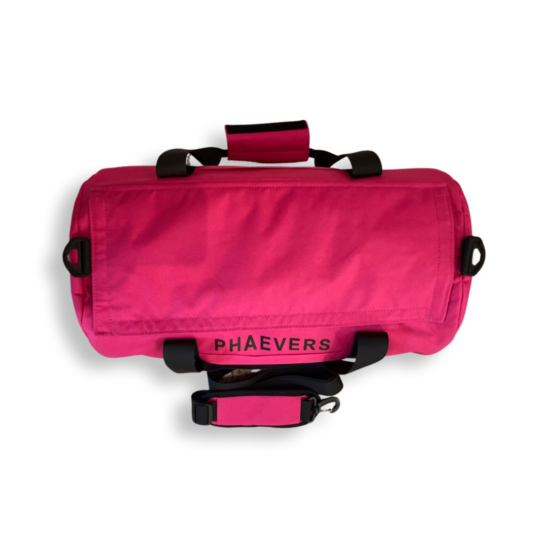 PHAEVERS Lockable Discreet Carry Bag with Carbon-Lined Interior Duffle Bag with Removable Shoulder Strap – Odor-Resistant Travel Bag, 18x10x9 in – Black & Pink